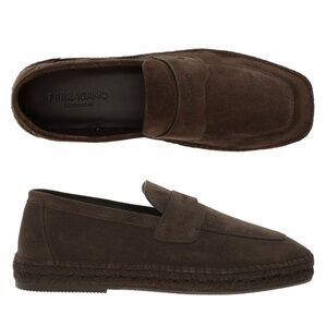 Salvatore Ferragamo Desco Espadrille Dark Brown Suede Leather Size 12 US New
